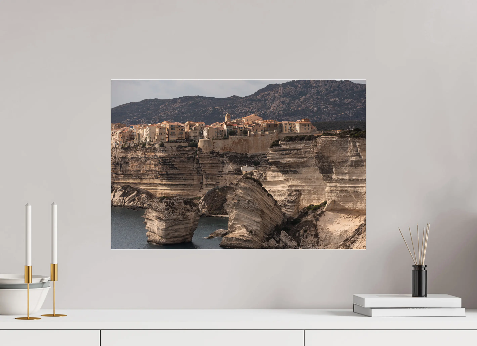 60 x 40 cm, Tirage Photo sur Plexi Bonifacio – Photo d’art des falaises corses (papier, plexi) Ref.94
