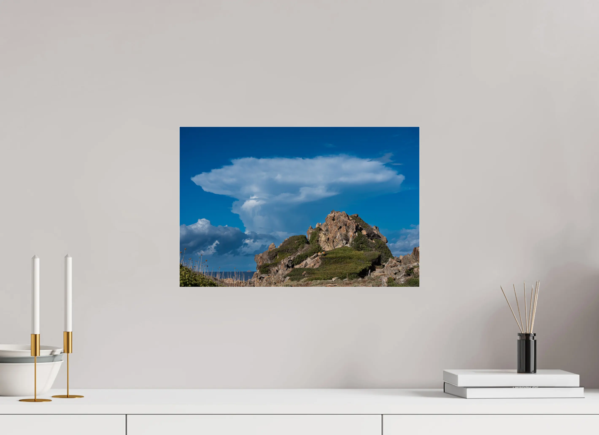 45 x 30 cm, Tirage Photo sur Plexi Ciel et roches de la Parata – Photo d’art en Corse (Papier, plexi) Ref.107