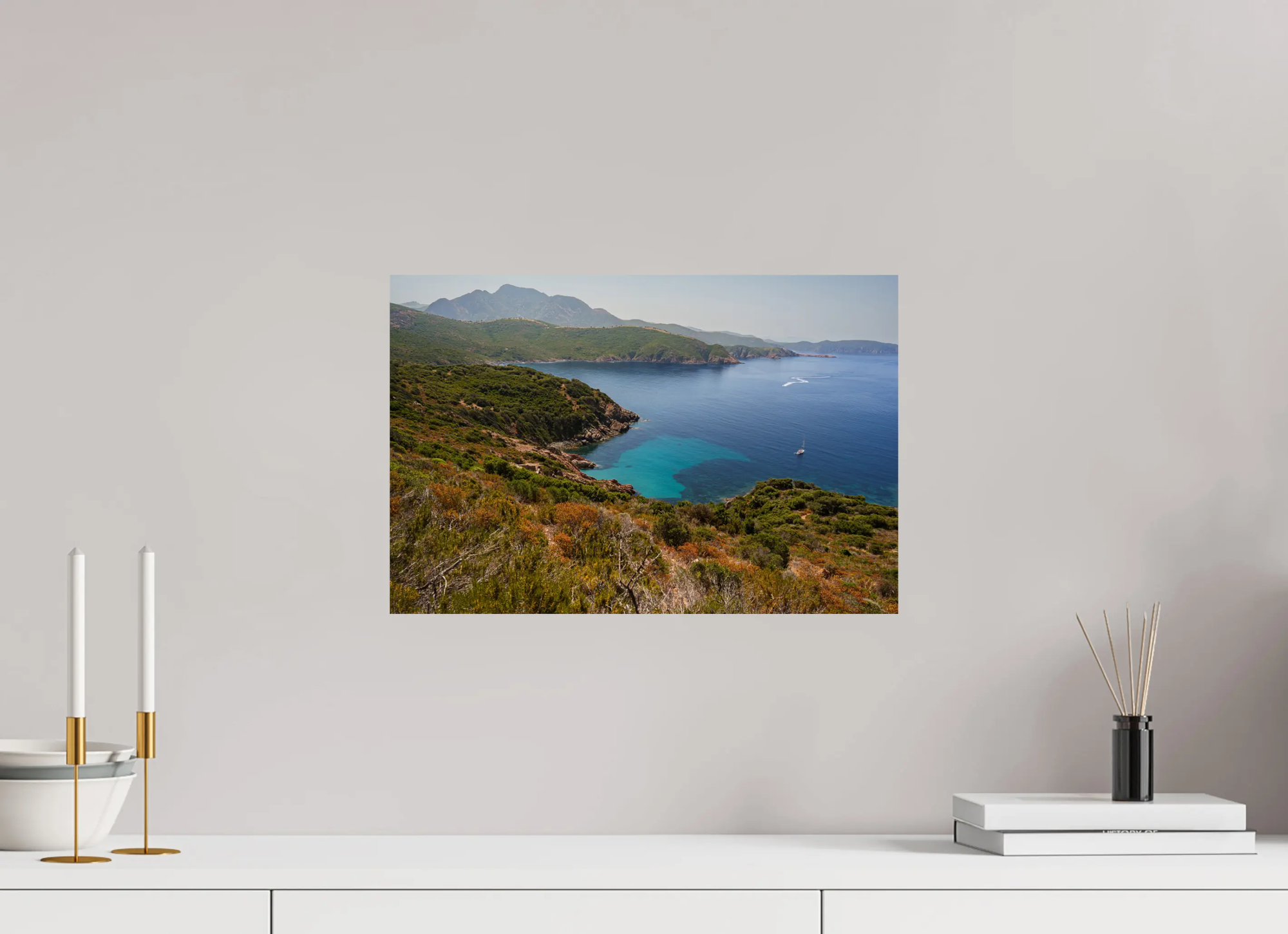 Falaises et eaux turquoise de Capo Rosso Corse – Photo d’art (papier, plexi) Ref.60 corsevision