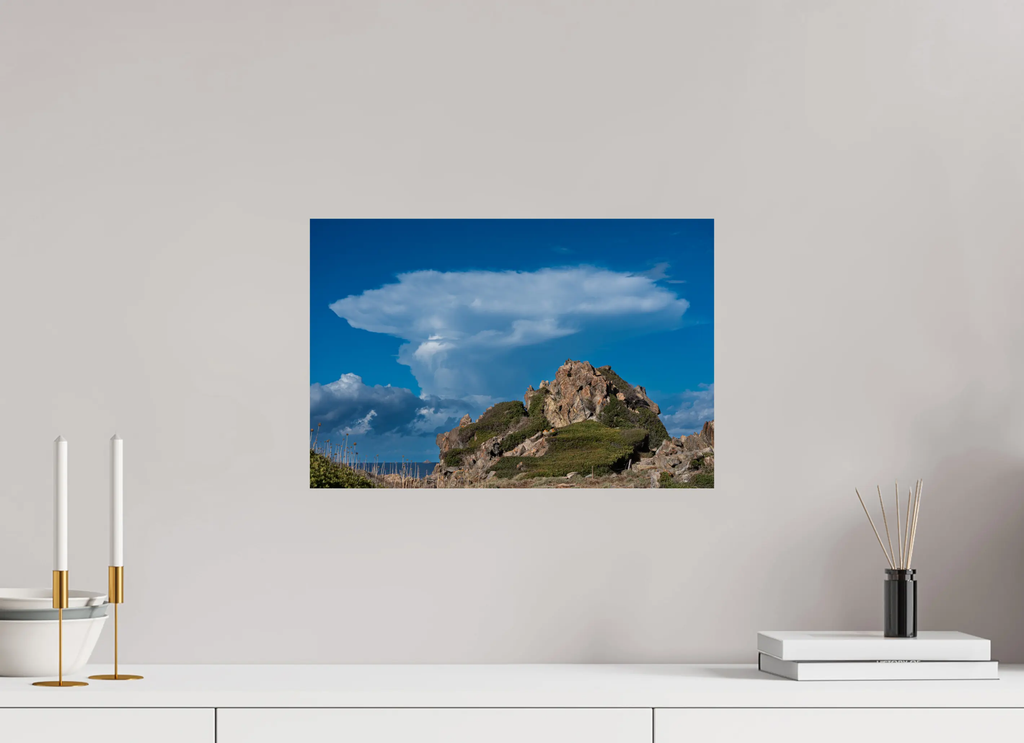 45 x 30 cm, Tirage photo sur Fuji Crystal DP Ciel et roches de la Parata – Photo d’art en Corse (Papier, plexi) Ref.107