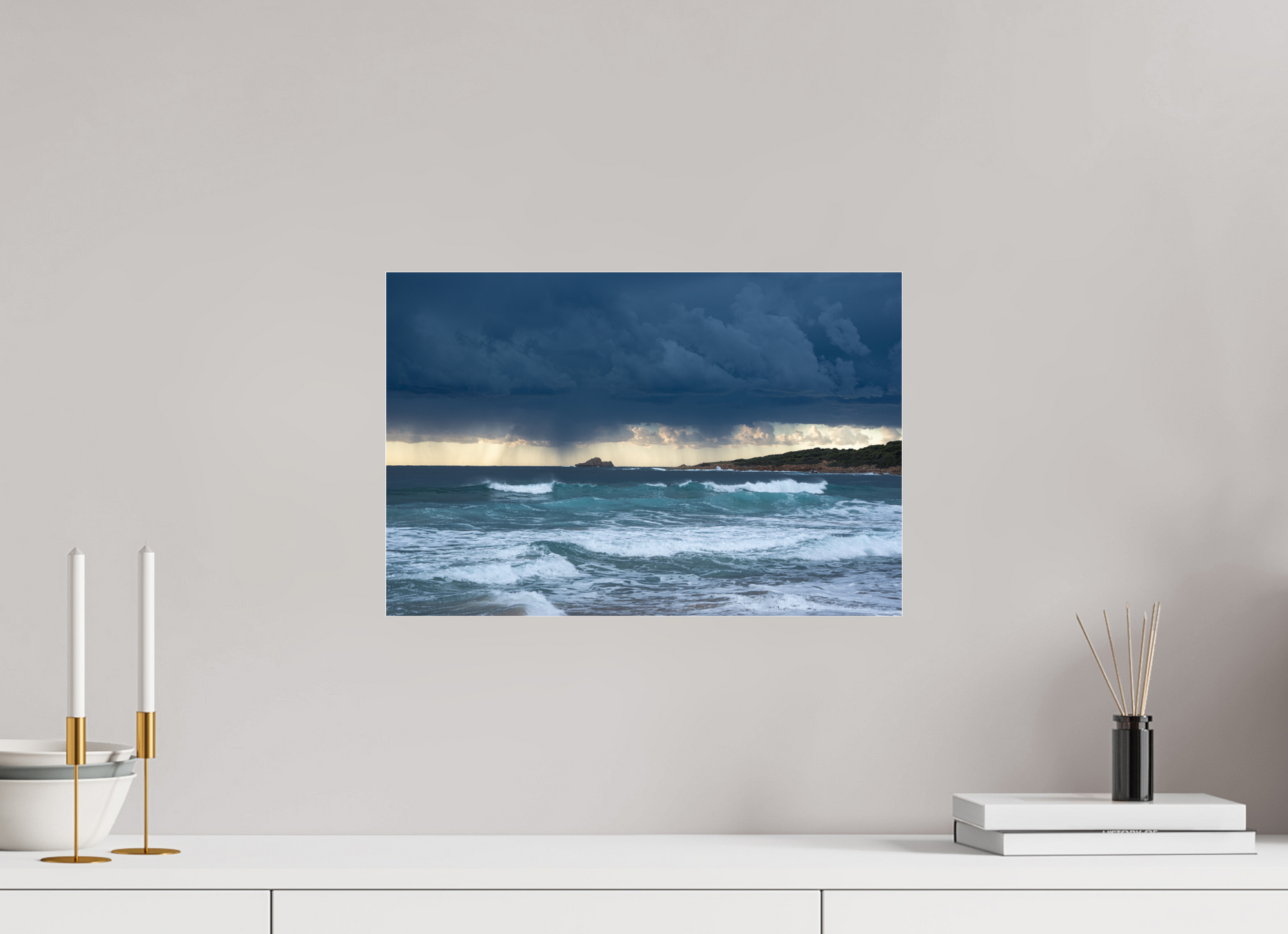 45 x 30 cm, Tirage Photo sur Plexi Capo di Feno – Photo d’art tempête marine (tirage papier & plexiglas) Ref.120