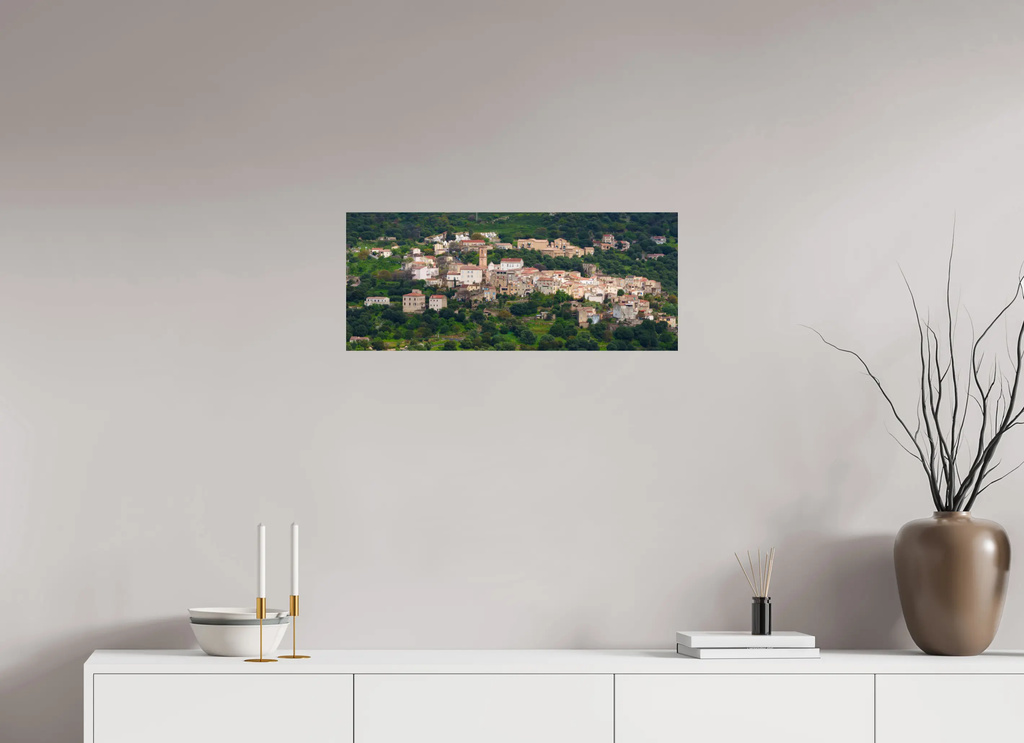 Photo d’Art du Village d’Aregno en Corse – Clocher et Maisons en HD | Décoration Murale Méditerranéenne Ref.34 corsevision