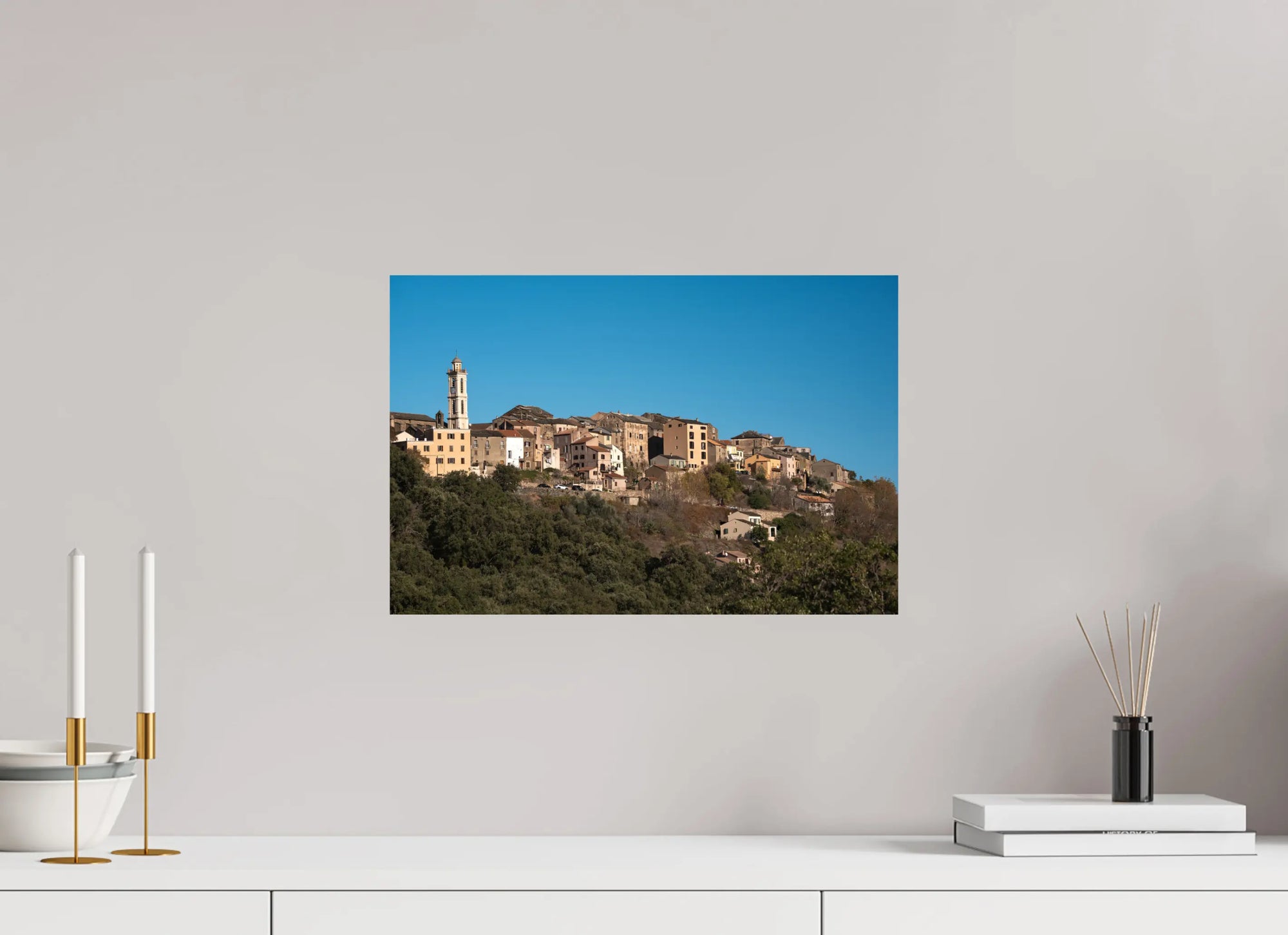 45 x 30 cm, Tirage photo sur Fuji Crystal DP Borgo, joyau perché de Haute-Corse – Photo d’art lumineuse et authentique Ref.119