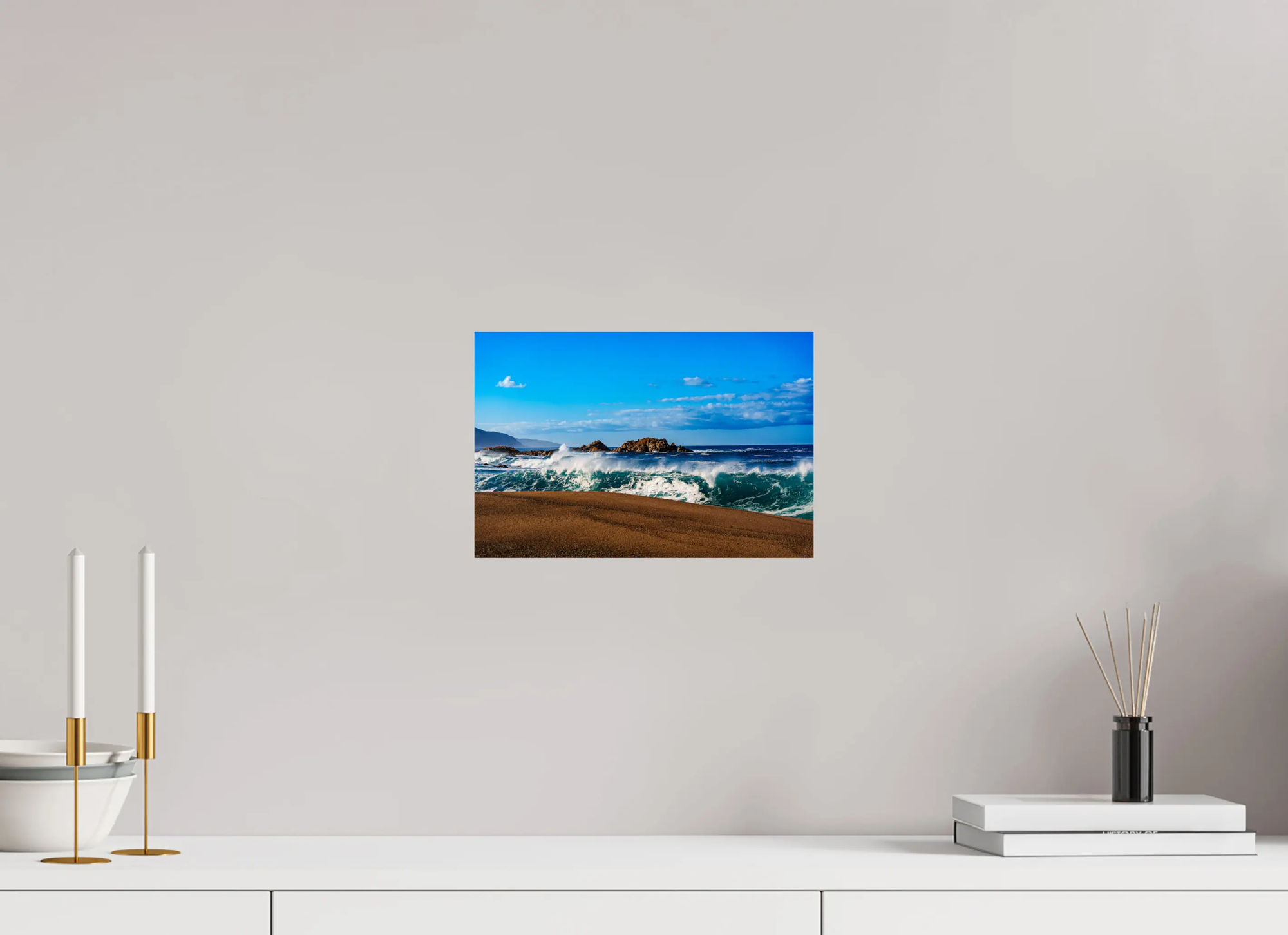 Plage du Liamone – Photo d’art de vagues spectaculaires en Corse (papier, plexi) Ref.66 corsevision