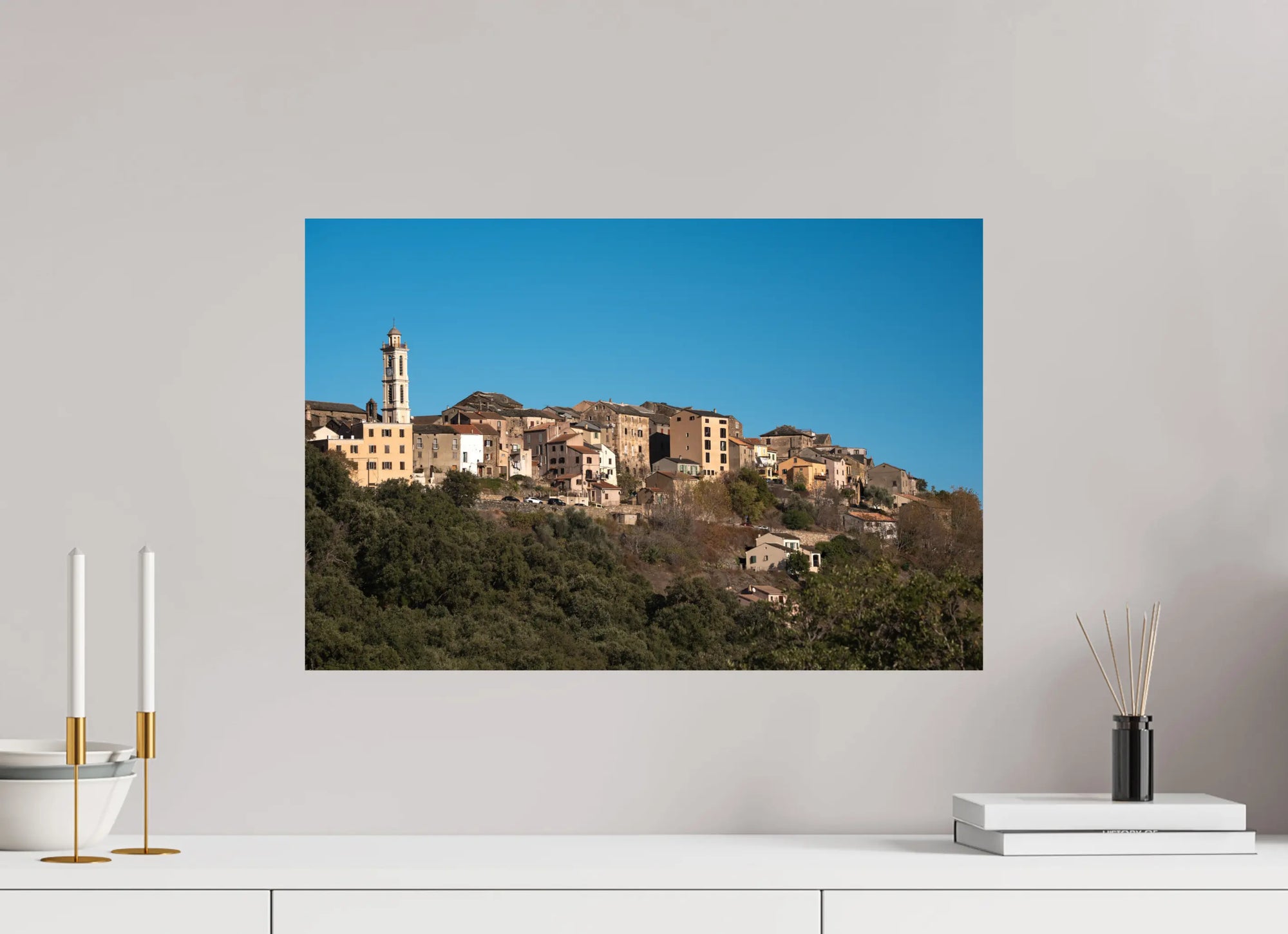 60 x 40 cm, Tirage photo sur Fuji Crystal DP Borgo, joyau perché de Haute-Corse – Photo d’art lumineuse et authentique Ref.119