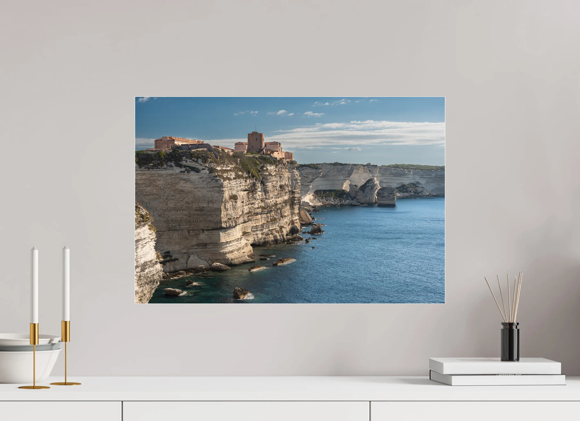 60 x 40 cm, Tirage Photo sur Plexi Falaises de Bonifacio – Photo d’art de Corse-du-Sud (papier, plexi) Ref.96