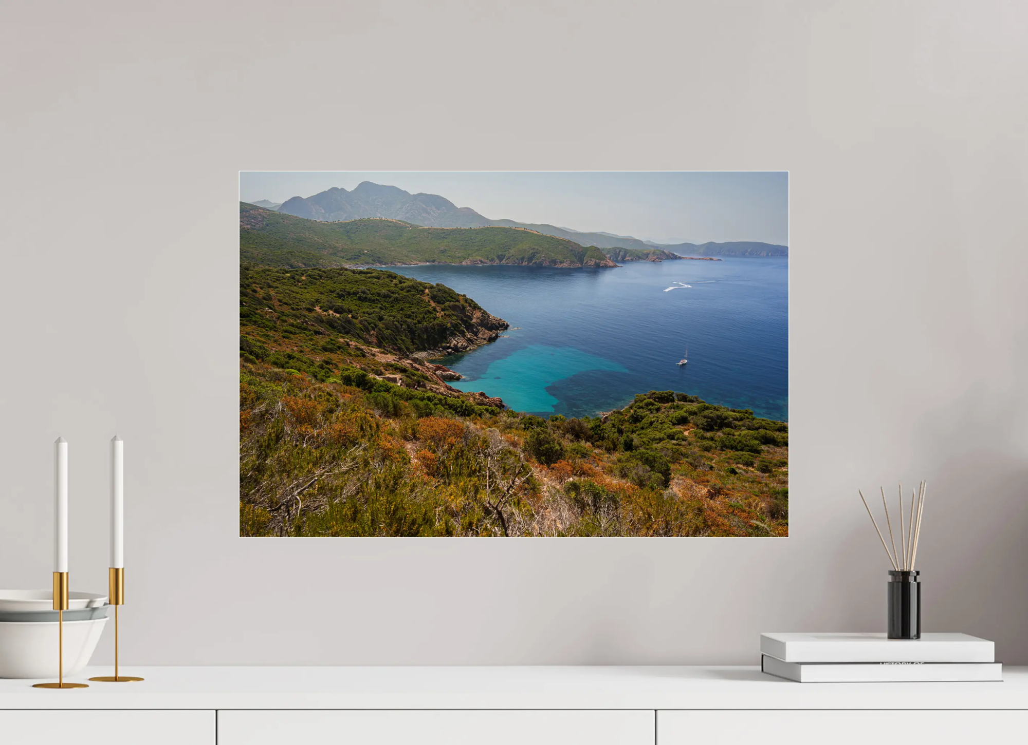 Falaises et eaux turquoise de Capo Rosso Corse – Photo d’art (papier, plexi) Ref.60 corsevision