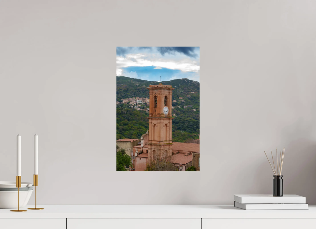 Photo d’Art du Clocher d’Aregno en Corse – Vue sur Cateri en HD | Décoration Murale Authentique Réf.17 corsevision