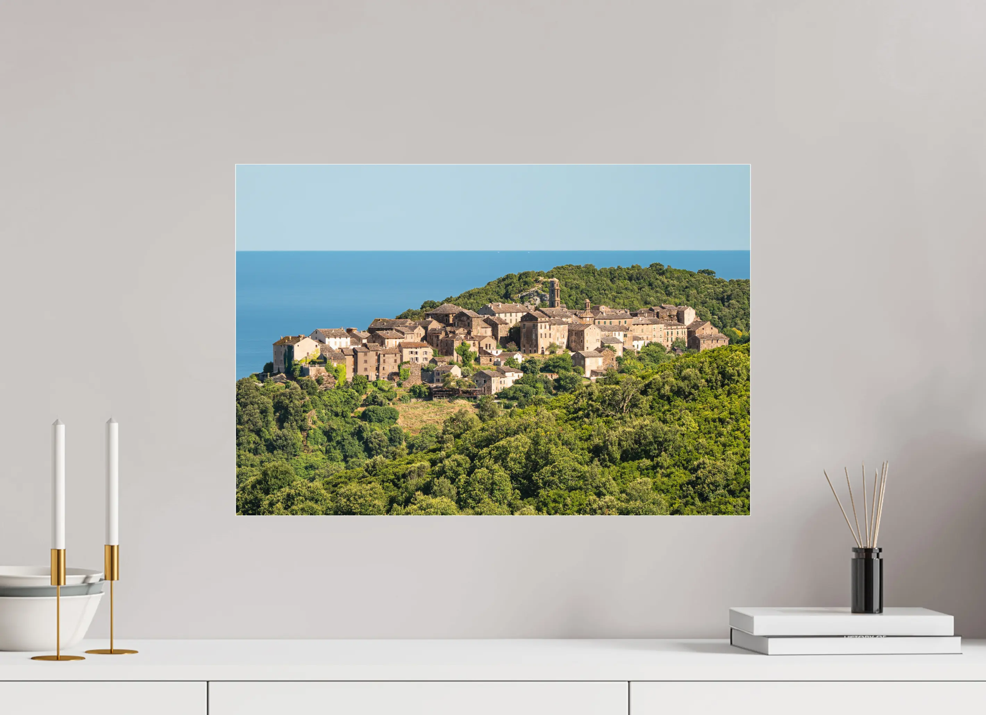 Penta-di-Casinca, village corse avec vue sur mer – Photo d’art en tirage papier ou plexiglas Ref.42 corsevision