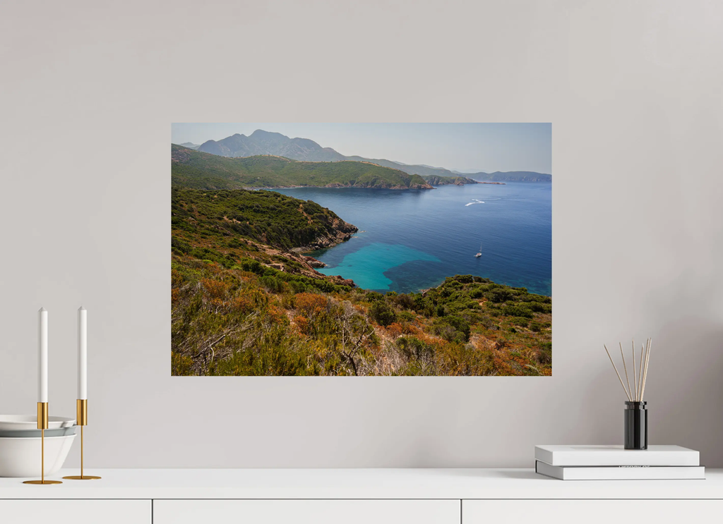 Falaises et eaux turquoise de Capo Rosso Corse – Photo d’art (papier, plexi) Ref.60 corsevision