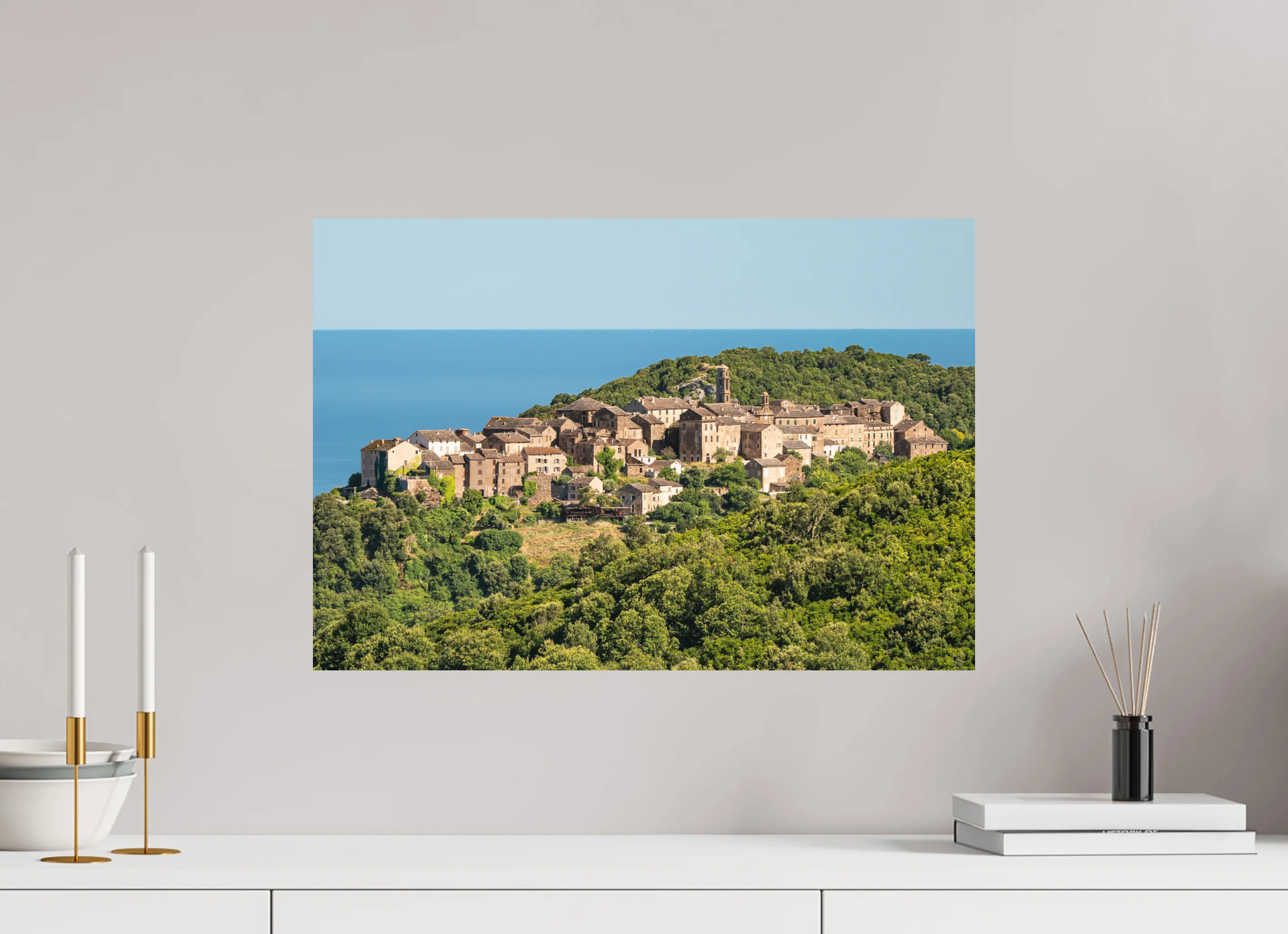 Penta-di-Casinca, village corse avec vue sur mer – Photo d’art en tirage papier ou plexiglas Ref.42 corsevision
