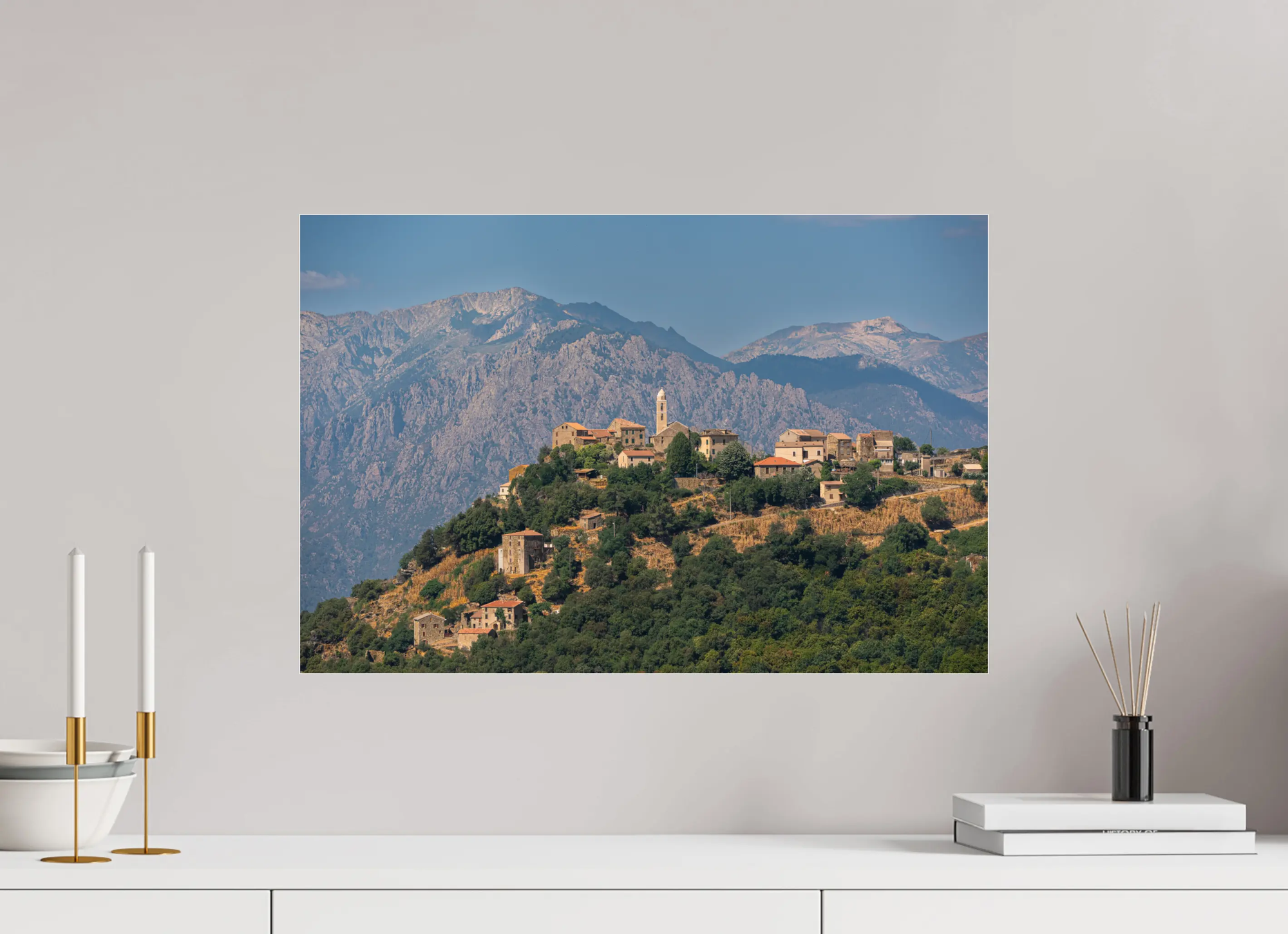 Santa Lucia di Mercurio, village corse perché – Photo d’art en tirage papier ou plexiglas Ref.23 corsevision