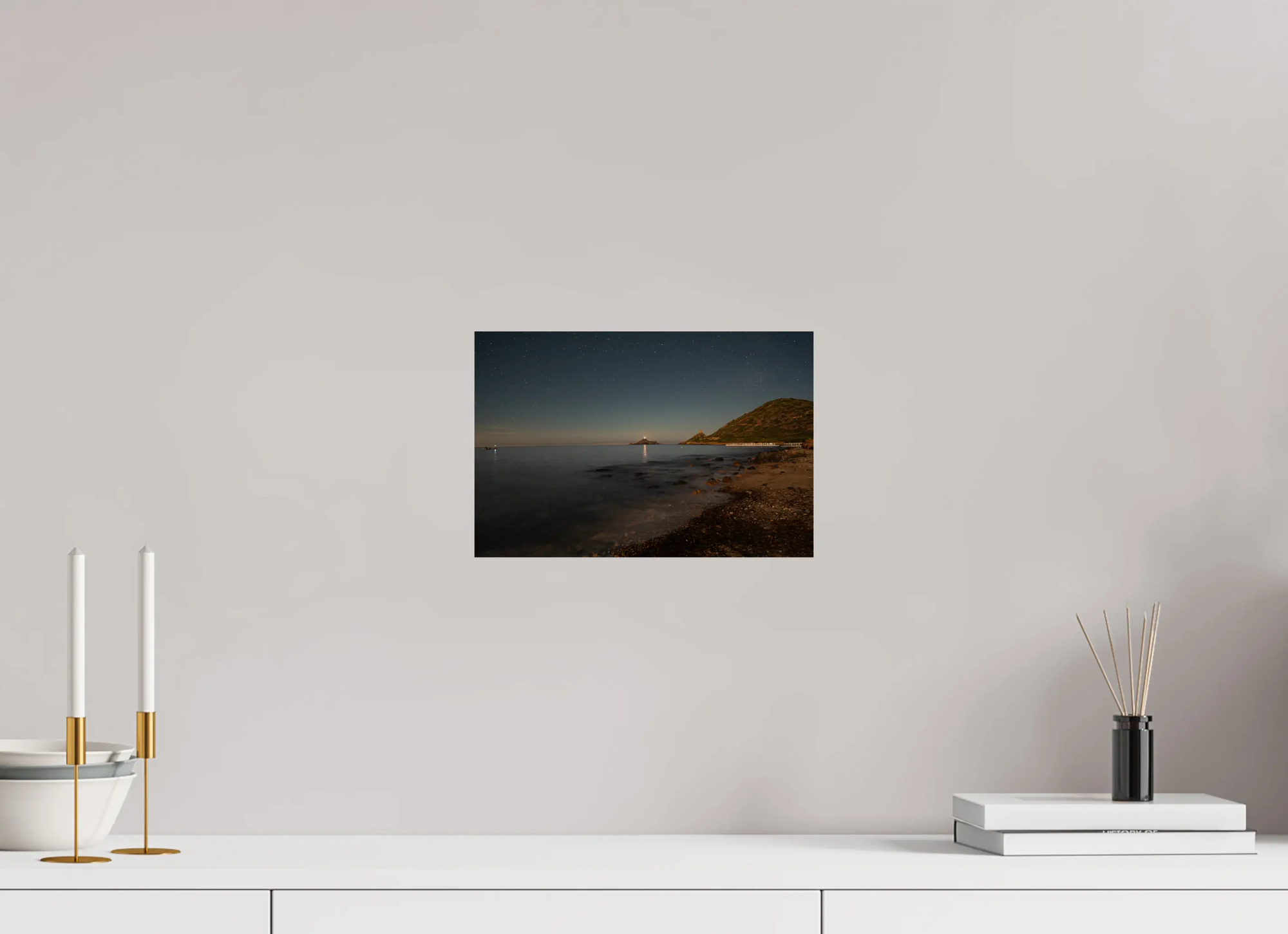 30 x 20 cm, Tirage photo sur Fuji Crystal DP Îles Sanguinaires de nuit – Photo d’art (papier, plexi) Ref.97