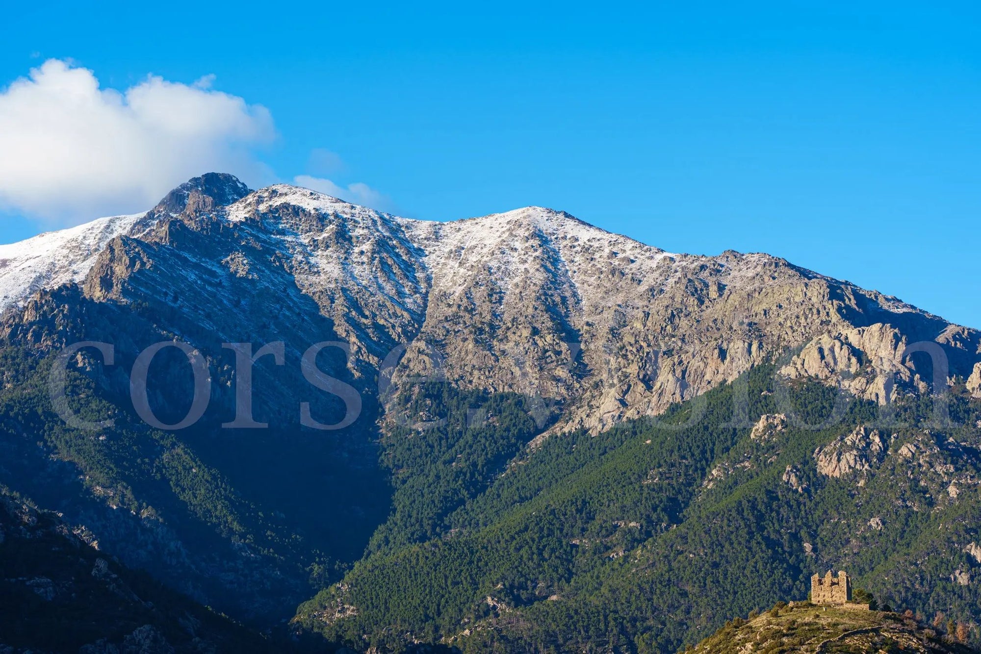 Montagnes et Fortin de Pasciola – Photo d’art en Corse (papier, plexi) Ref.83 corsevision