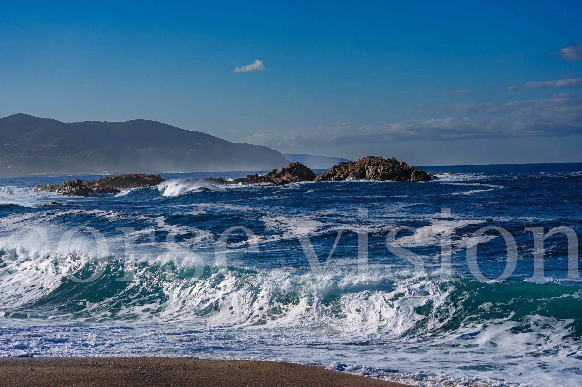 Vagues sauvages du Liamone – Corse (photo d’art : papier, plexi) Ref.55 corsevision