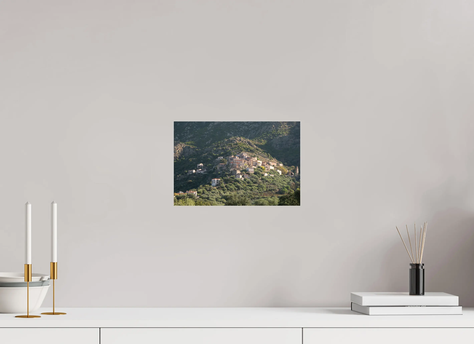 30 x 20 cm, Tirage Photo sur Plexi Lama – Photo d’art du village corse (papier, plexi) Ref.112