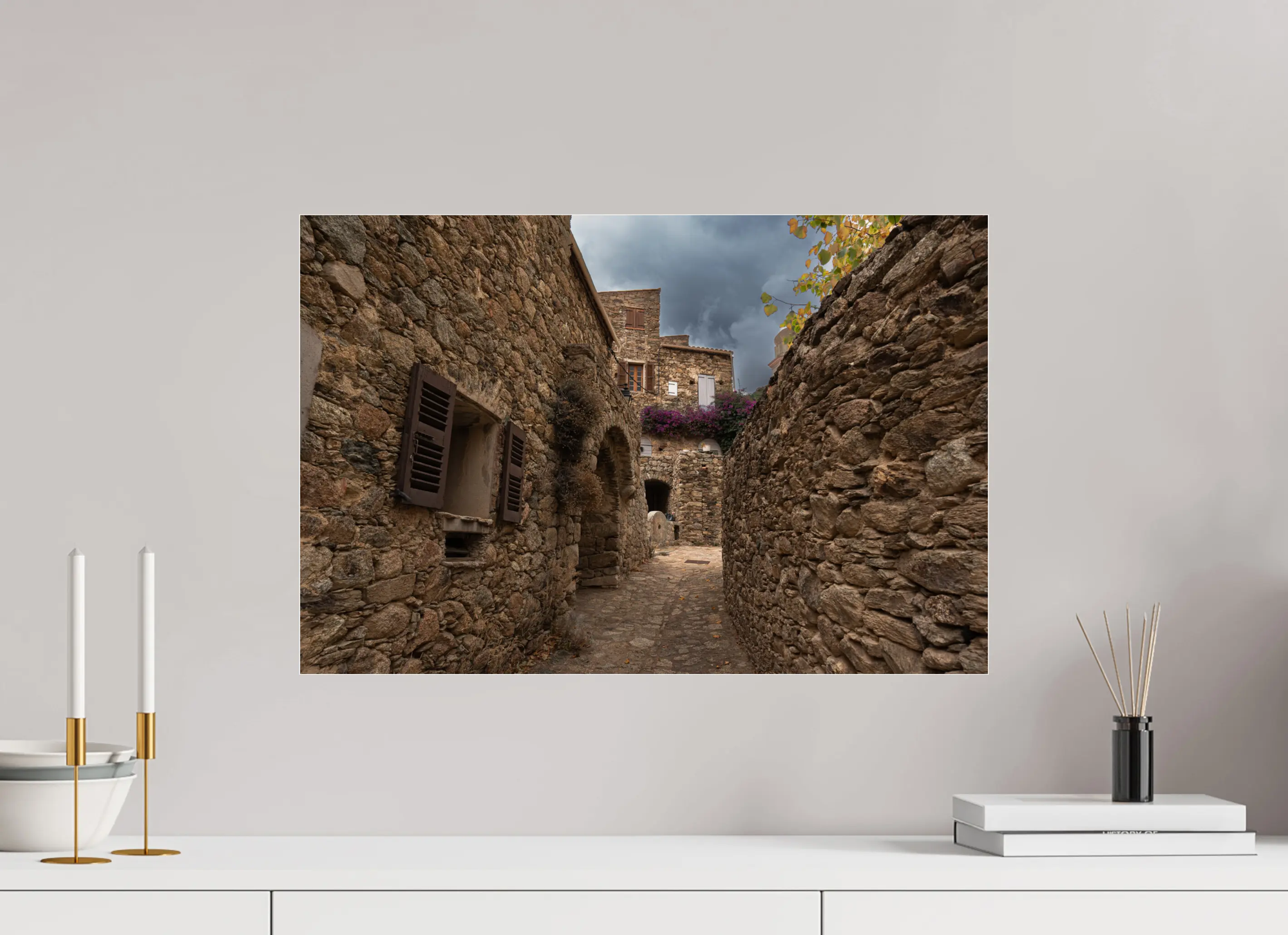 60 x 40 cm, Tirage Photo sur Plexi Ruelle d’Urtaca – Photo d’art en Corse (Papier, plexi) Ref.107