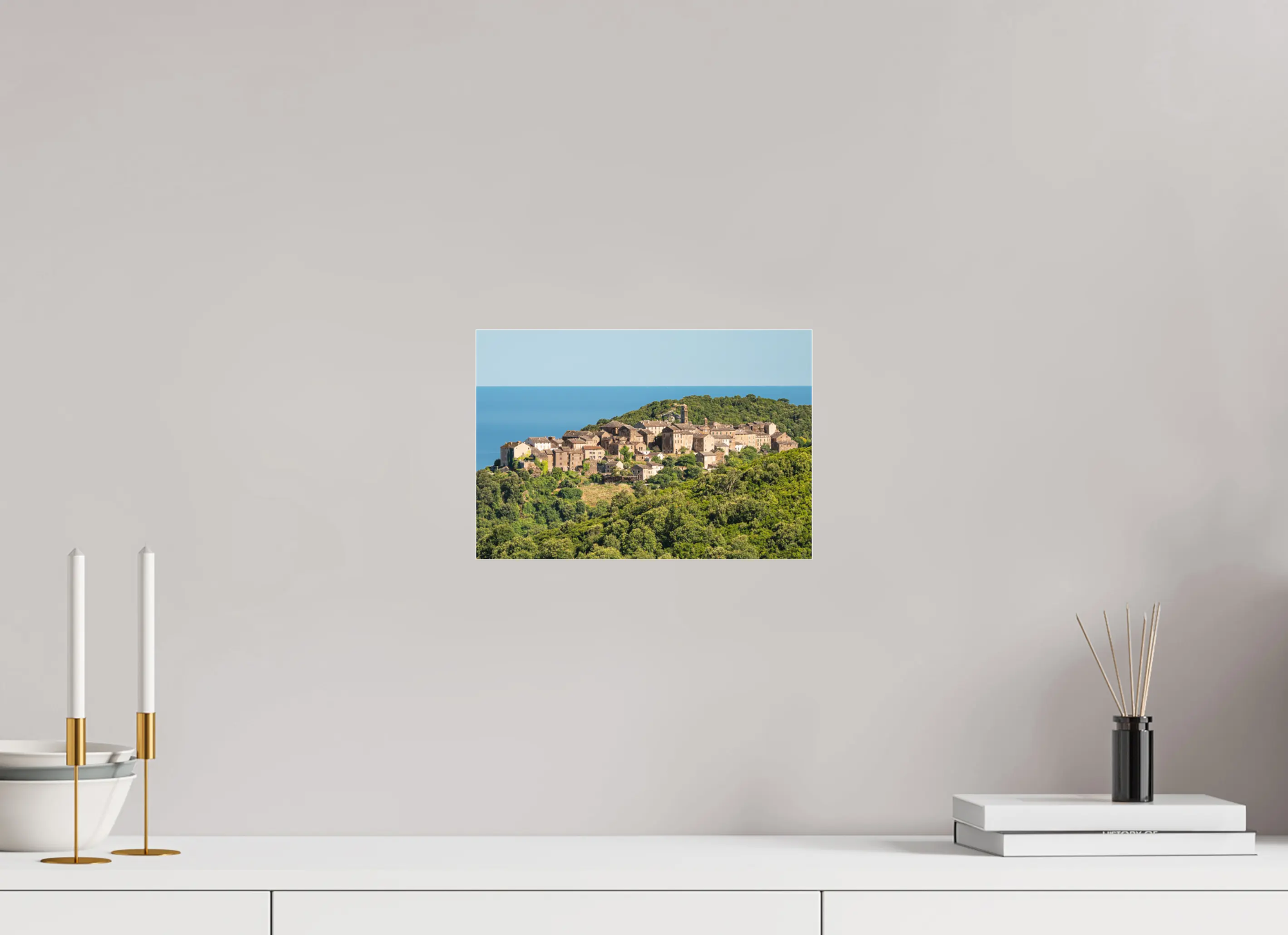 Penta-di-Casinca, village corse avec vue sur mer – Photo d’art en tirage papier ou plexiglas Ref.42 corsevision