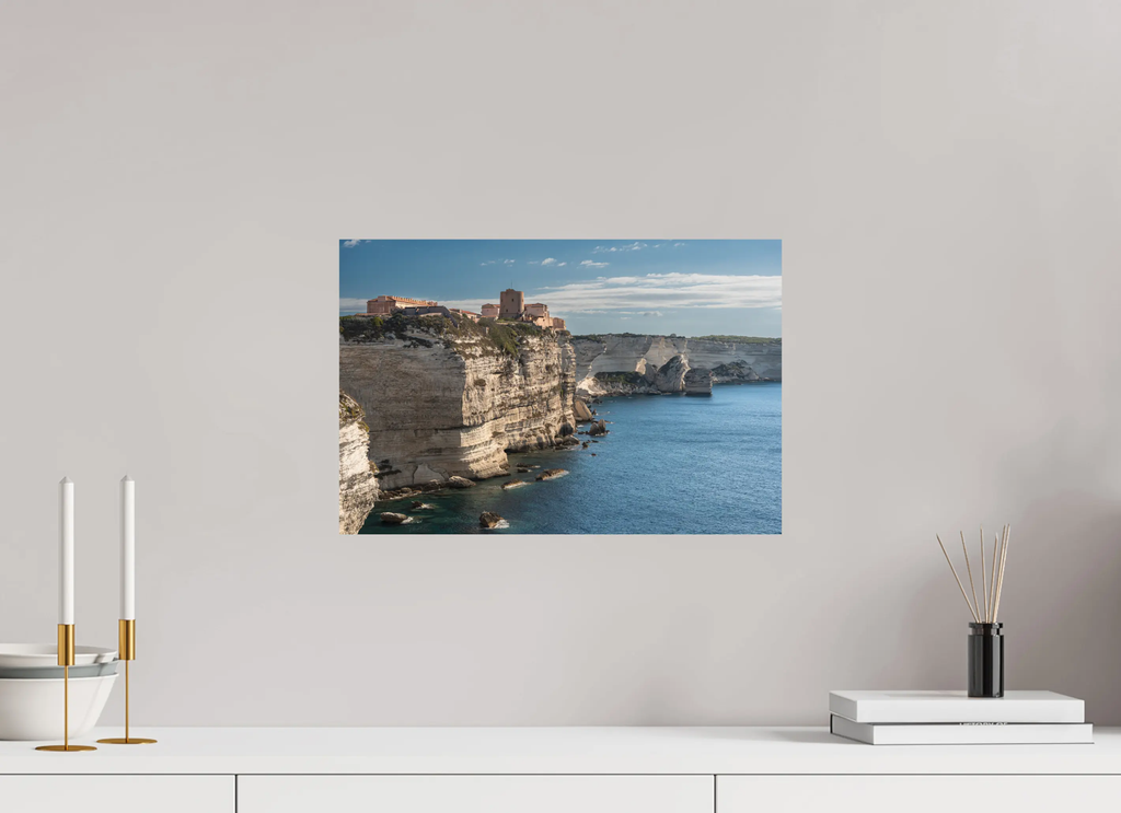 45 x 30 cm, Tirage photo sur Fuji Crystal DP Falaises de Bonifacio – Photo d’art de Corse-du-Sud (papier, plexi) Ref.96