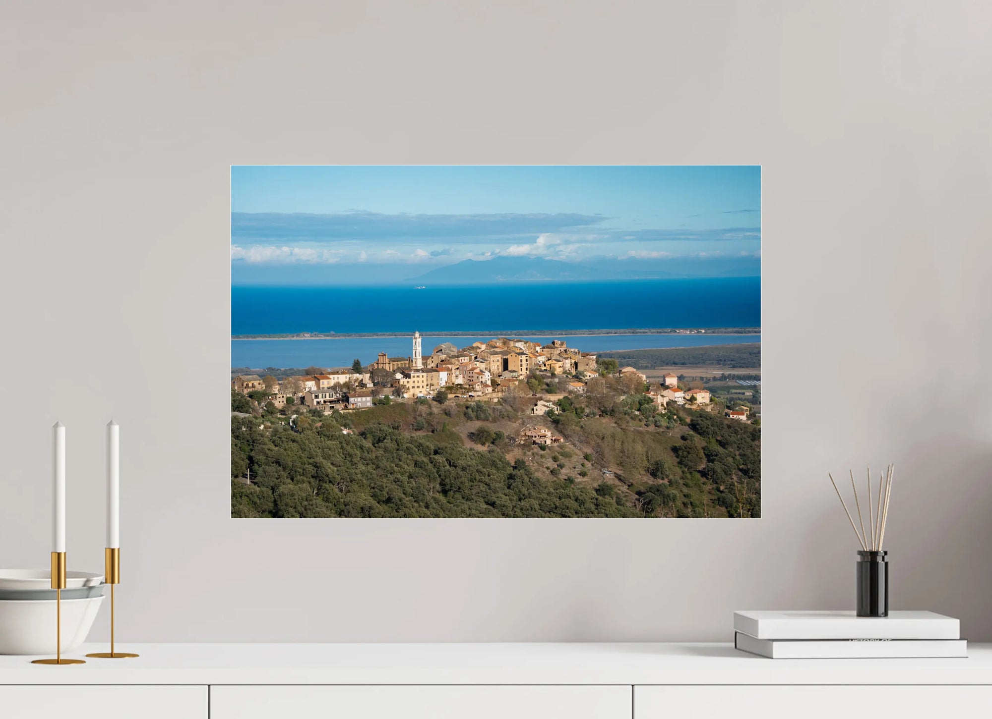 60 x 40 cm, Tirage Photo sur Plexi Borgo – Photo d’art du village corse | Tirage papier & plexiglas Ref.116